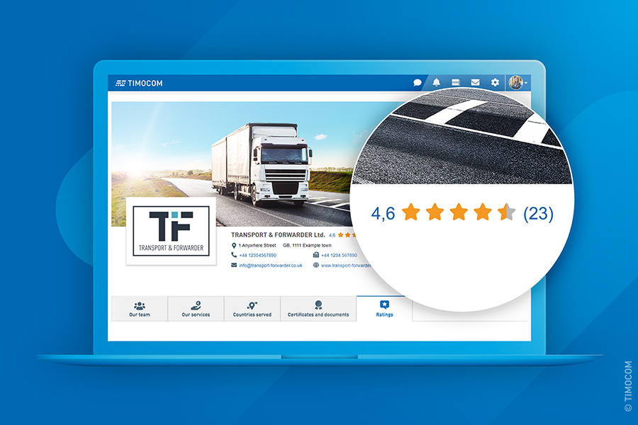 Screenshot obrazovky systému Smart Logistics s novou funkciou hodnotenia